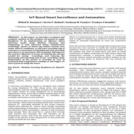 IoT Based Smart Surveillance and Automation | PDF