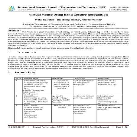 Virtual Mouse Using Hand Gesture Recognition | PDF