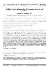 Youtube Transcript Summarizer To Summarize The Content Of Youtube Pdf Youtube Transcript Summarizer To Summarize The Content Of Youtube Pdf