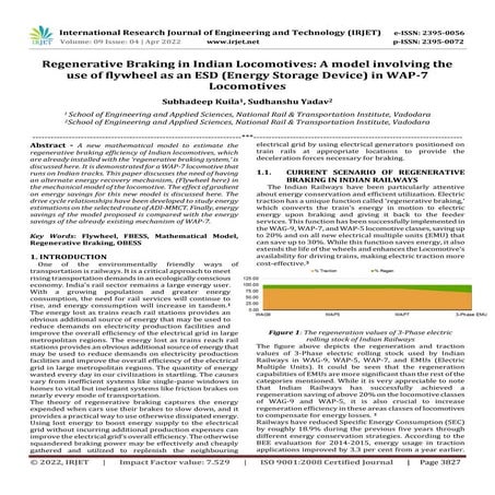 Regenerative Braking in Indian Locomotives: A model involving the use of flyw...