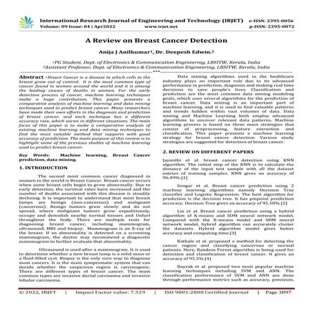 A Review on Breast Cancer Detection