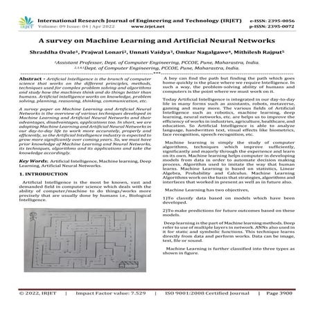A survey on Machine Learning and Artificial Neural Networks