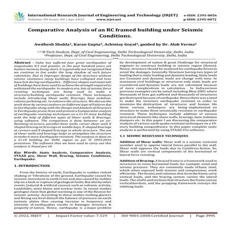Comparative Analysis of an RC framed building under Seismic Conditions
