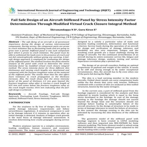 Fail Safe Design of an Aircraft Stiffened Panel by Stress Intensity Factor De...