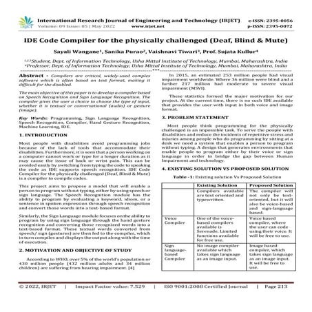 IDE Code Compiler for the physically challenged (Deaf, Blind & Mute)