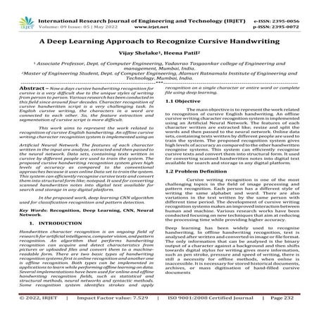 A Deep Learning Approach to Recognize Cursive Handwriting