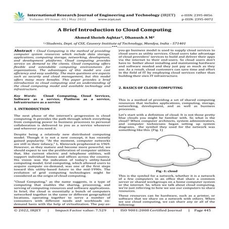 A Brief Introduction to Cloud Computing