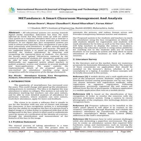 METandance: A Smart Classroom Management And Analysis