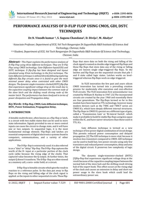 Implementation of D Flip Flop using CMOS Technology | PDF