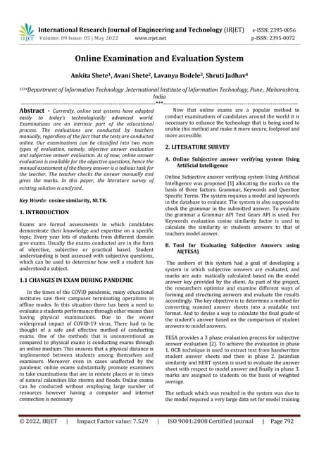Online Examination and Evaluation System