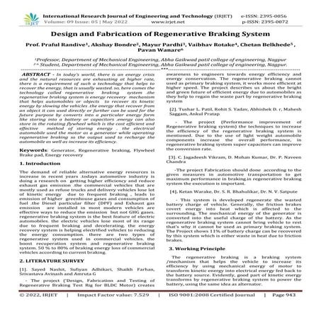 Design and Fabrication of Regenerative Braking System