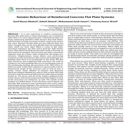 Seismic Behaviour of Reinforced Concrete Flat Plate Systems