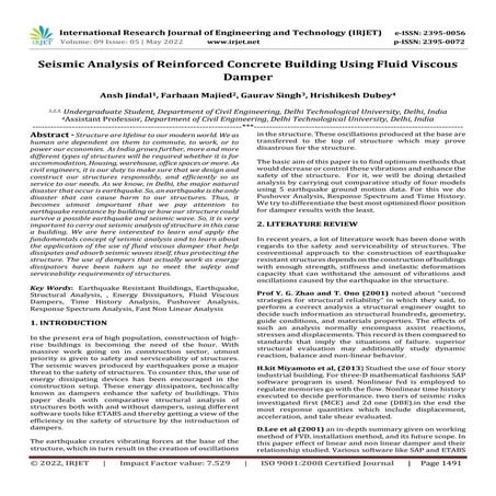 Seismic Analysis of Reinforced Concrete Building Using Fluid Viscous ...