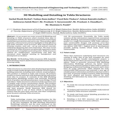 3D Modelling and Detailing in Tekla Structures