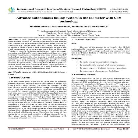 Advance autonomous billing system in the EB meter with GSM technology