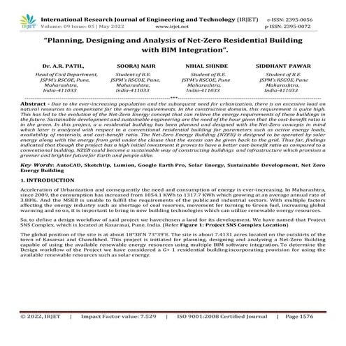 PLANNING AND DESIGN OF NET ZERO ENERGY RESIDENTIAL BUILDING | PDF