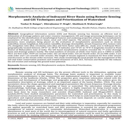 Morphometric Analysis of Indrayani River Basin using Remote Sensing and GIS T...