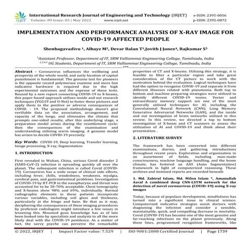 IMPLEMENTATION AND PERFORMANCE ANALYSIS OF X-RAY IMAGE FOR COVID-19 AFFECTED ...