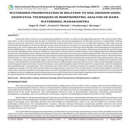 WATERSHED PRIORITIZATION IN RELATION TO SOIL EROSION USING GEOSPATIAL TECHNIQ...