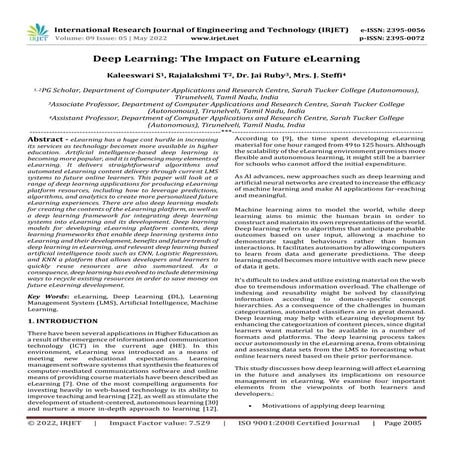 Deep Learning: The Impact on Future eLearning