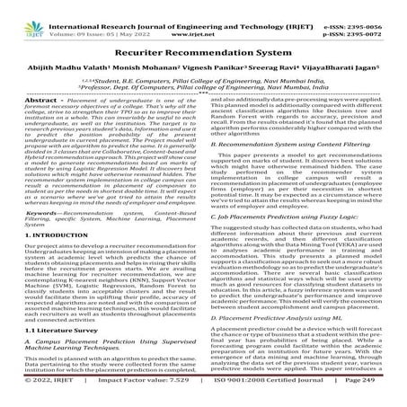 Recuriter Recommendation System | PDF