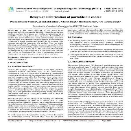 Design and fabrication of portable air cooler
