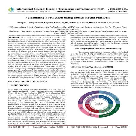 Personality Prediction Using Social Media Platform