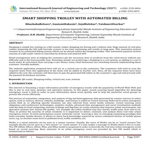 SMART SHOPPING TROLLEY WITH AUTOMATED BILLING