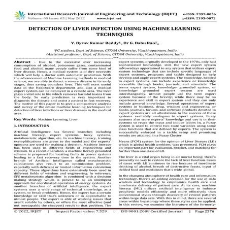 DETECTION OF LIVER INFECTION USING MACHINE LEARNING TECHNIQUES