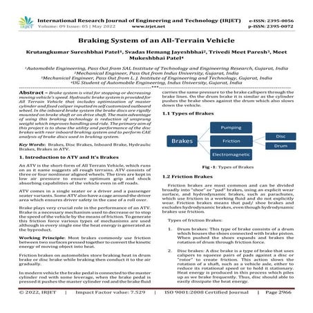 Braking System of an All-Terrain Vehicle