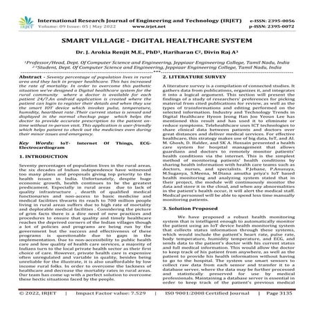 SMART VILLAGE - DIGITAL HEALTHCARE SYSTEM