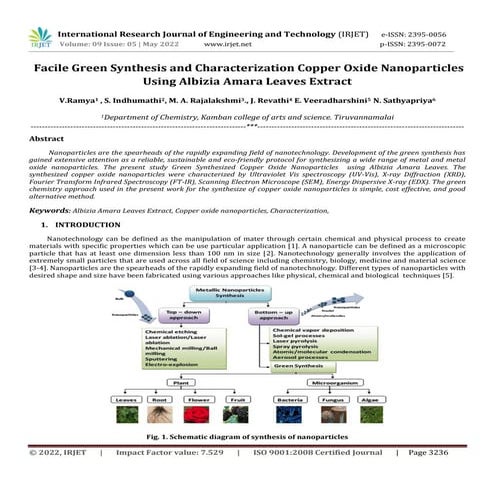Facile Green Synthesis and Characterization Copper Oxide Nanoparticles Using ...
