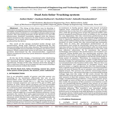 Dual Axis Solar Tracking system