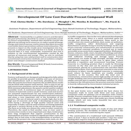 Development OF Low Cost Durable Precast Compound Wall