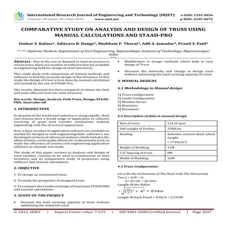 COMPARATIVE STUDY ON ANALYSIS AND DESIGN OF TRUSS USING MANUAL CALCULATIONS A...