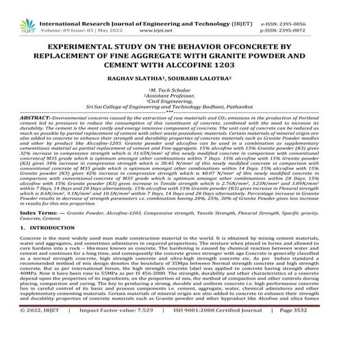 EXPERIMENTAL STUDY ON THE BEHAVIOR OFCONCRETE BY REPLACEMENT OF FINE ...