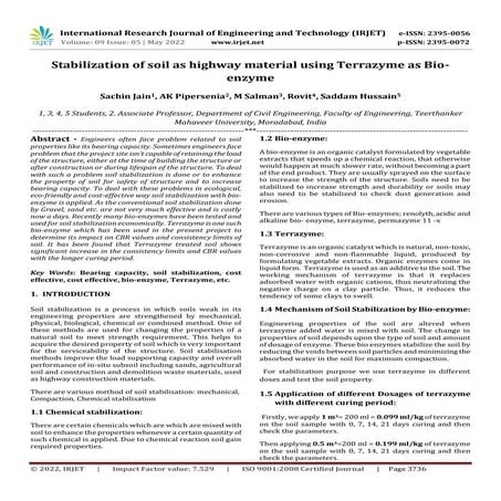 Stabilization of soil as highway material using Terrazyme as Bio ...