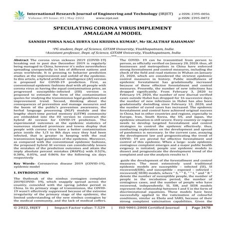 SPECULATING CORONA VIRUS IMPLEMENT AMALGAM AI MODEL