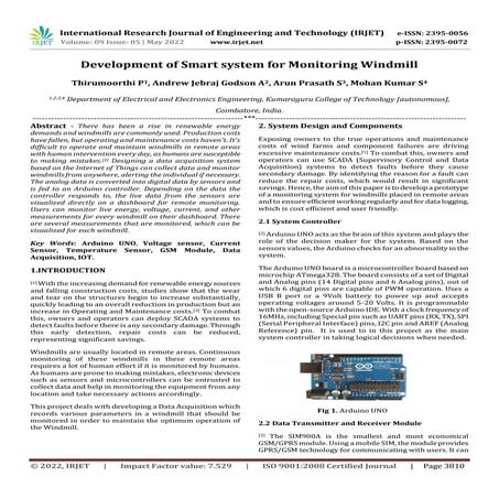 Development of Smart system for Monitoring Windmill