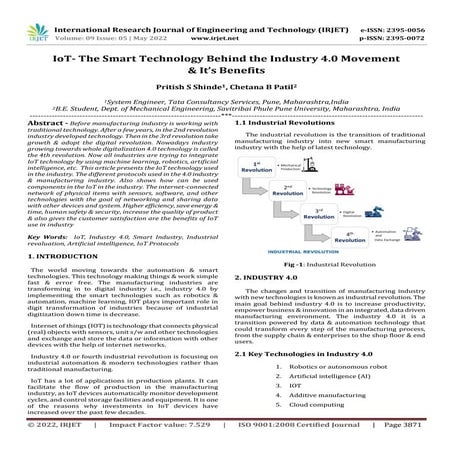 IoT- The Smart Technology Behind the Industry 4.0 Movement & It’s Benefits