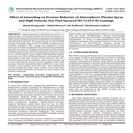 Effect of Annealing on Erosion Behavior of Atmospheric Plasma Spray and High ...