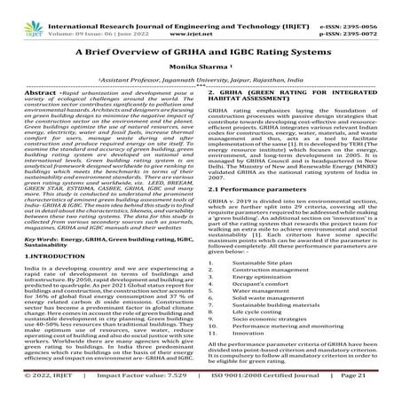 A Brief Overview of GRIHA and IGBC Rating Systems