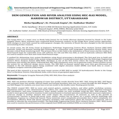 DEM GENERATION AND RIVER ANALYSIS USING HEC-RAS MODEL, HARIDWAR DISTRICT, UTT...