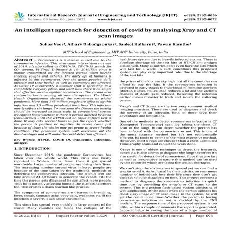An intelligent approach for detection of covid by analysing Xray and CT scan ...