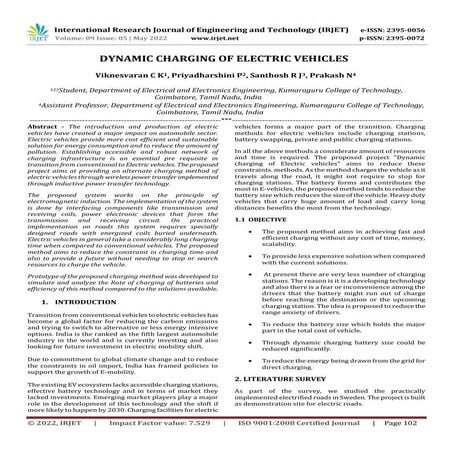 DYNAMIC CHARGING OF ELECTRIC VEHICLES
