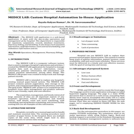 MEDICE LAB: Custom Hospital Automation In-House Application
