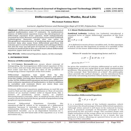 Differential Equation, Maths, Real Life