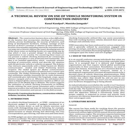 A TECHNICAL REVIEW ON USE OF VEHICLE MONITORING SYSTEM IN CONSTRUCTION INDUSTRY