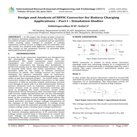 Design and Analysis of SEPIC Converter for Battery Charging Applications – Pa...