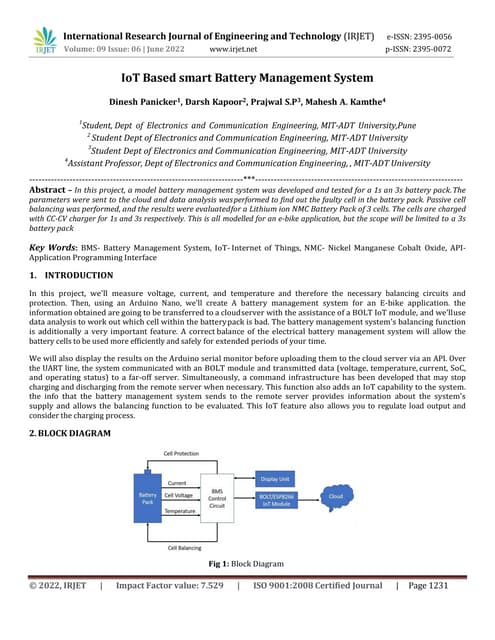 IoT Based smart Battery Management System Circuit Diagram